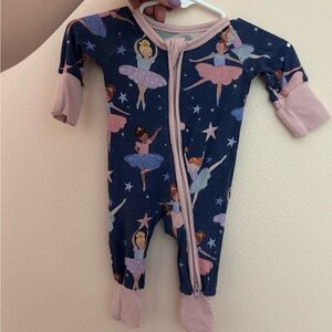 Little Sleepies Blue and Pink Ballet Print Footie Pajamas